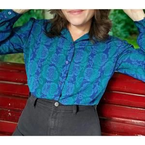 Vintage 80's Pendleton Country Sophisticates blouse. Striped and floral pattern